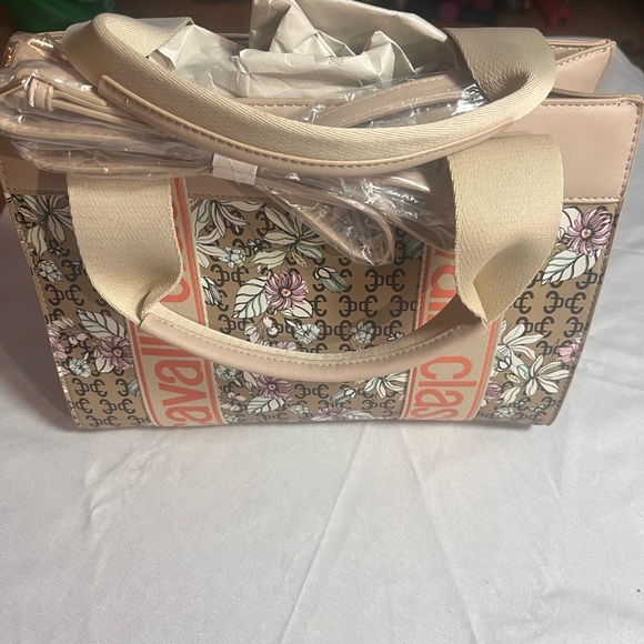 Cavalli Class Handbags - Cavalli Class Beige Floral Tote